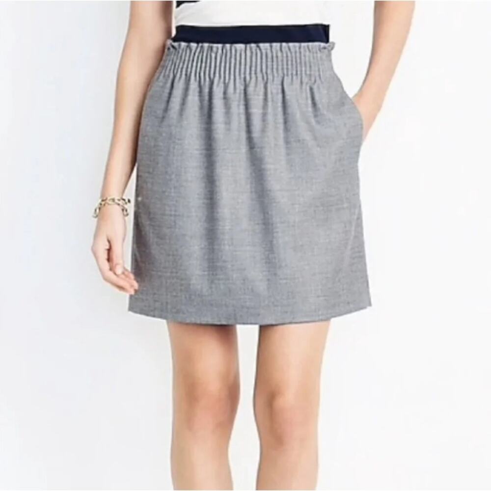 J. Crew 00 Gray Wool Blend Paperbag Waist Sidewalk Mini Skirt Lined EUC